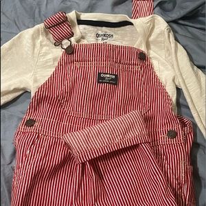 COPY - OshKosh candy cane overalls & long sleeve top